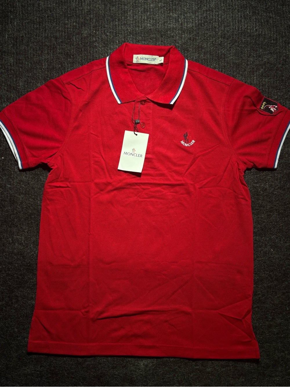 Moncler Men's Red Polo Shirt Size Large
